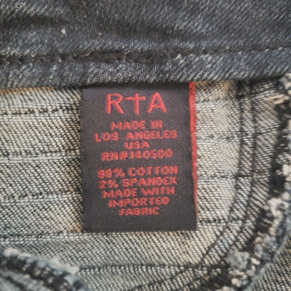 RtA Retro High Rise Pleated Waist Distressed Moto Skinny Jeans Sz 25 - Picture 8 of 10